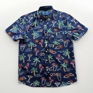 Chubbies Shirt‎ M Navy Blue Button Down The Neon Lights Friday Performance Frat